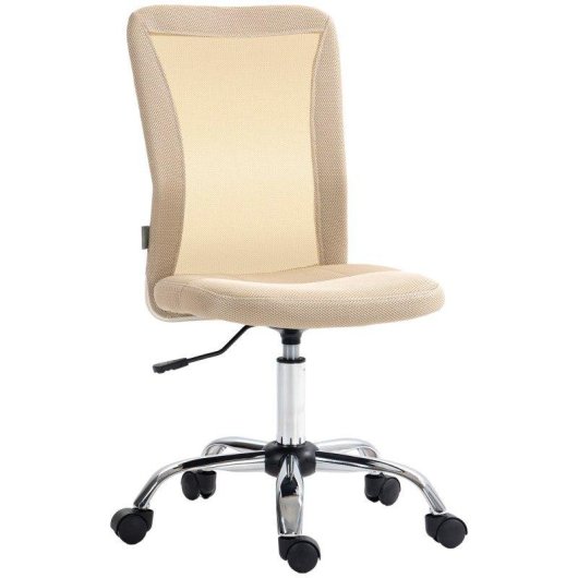 Silla de Escritorio Giratoria Welltin Sin Brazos Malla Beige Altura Ajustable 100kg