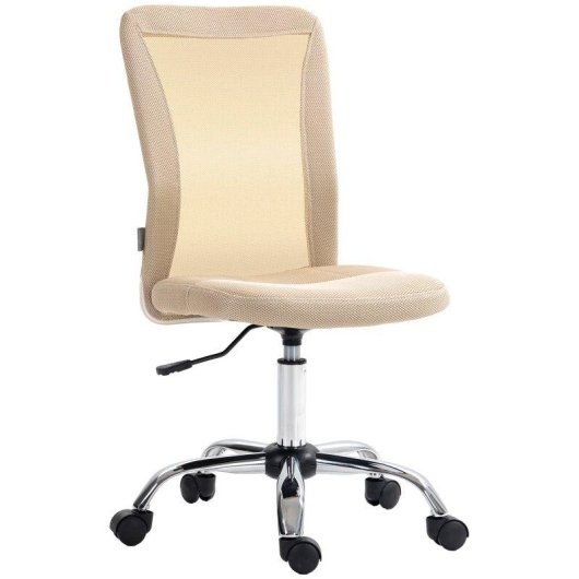 Silla de Escritorio Giratoria Welltin Sin Brazos Malla Beige Altura Ajustable 100kg