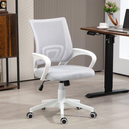 Silla de escritorio Welltin malla giratoria altura ajustable soporte lumbar gris