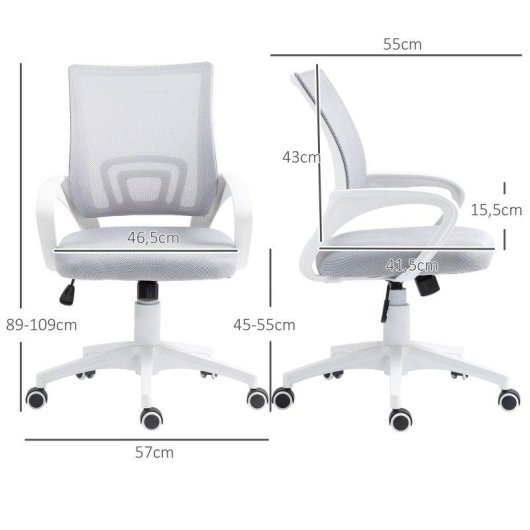 Silla de escritorio Welltin malla giratoria altura ajustable soporte lumbar gris