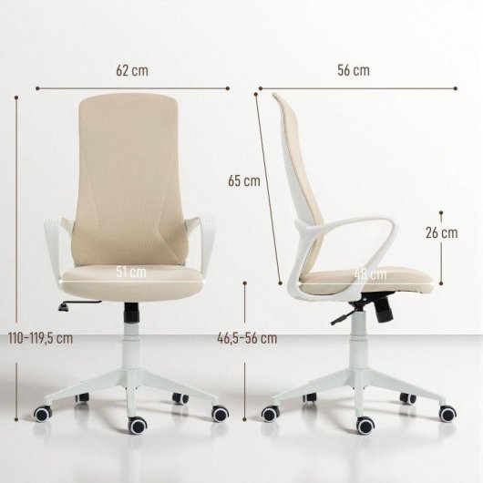 Chaise de bureau pivotante beige Welltin 921-637V00BG