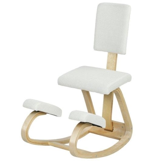 Chaise ergonomique genoux dossier Welltin 921-788V00CW Creme Bois