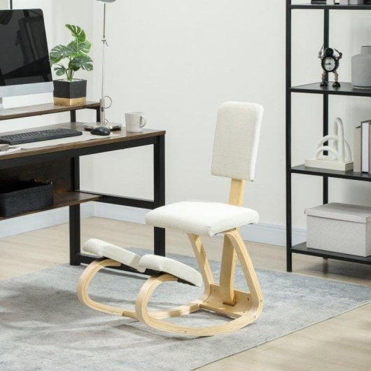 Chaise ergonomique genoux dossier Welltin 921-788V00CW Creme Bois