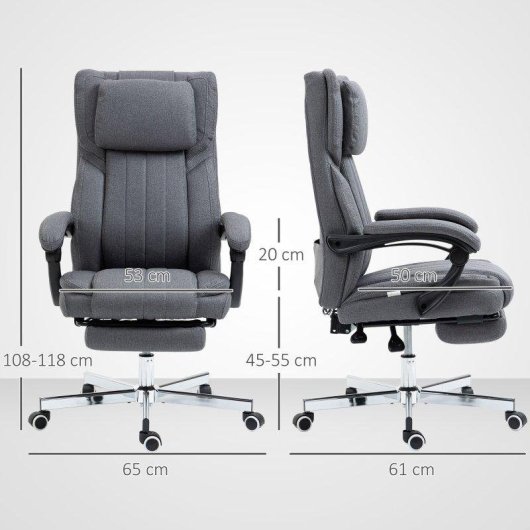 Cadeira de escritorio Welltin 921-625V90GY Massagem Repos-pies