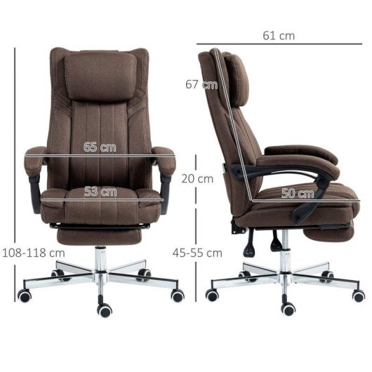 Cadeira de Massagem de Escritorio Welltin 921-625V90DR Reclinavel 135 graus Marrom