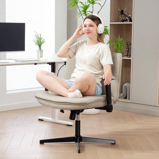 Silla Oficina Welltin Sin Ruedas Asiento Ancho 63 cm Reposabrazos Abatibles
