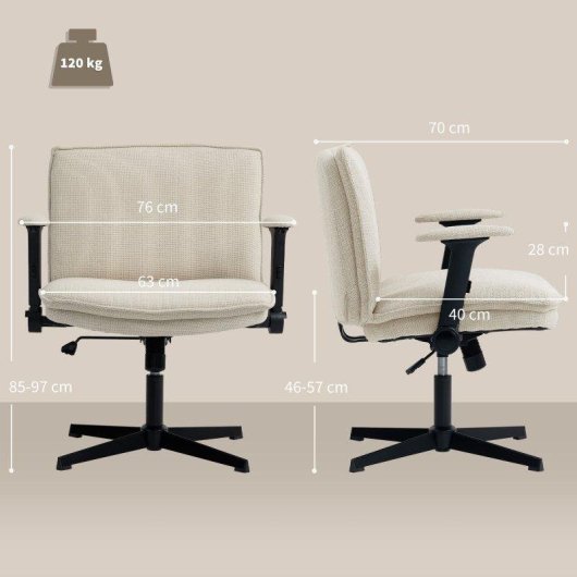 Silla Oficina Welltin Sin Ruedas Asiento Ancho 63 cm Reposabrazos Abatibles