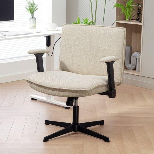 Silla Oficina Welltin Sin Ruedas Asiento Ancho 63 cm Reposabrazos Abatibles
