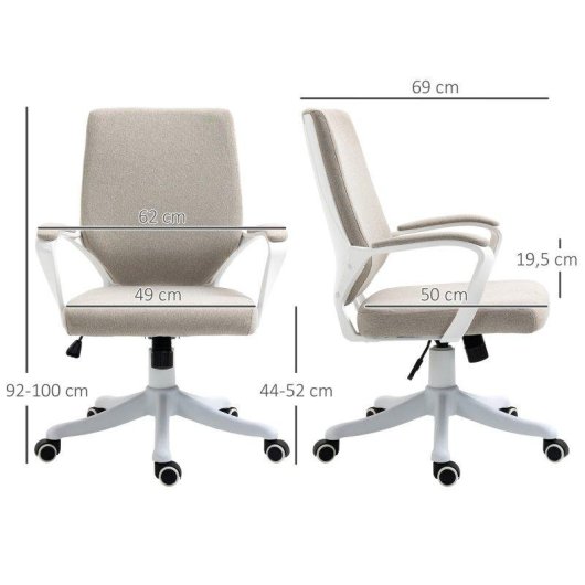 Silla escritorio giratoria Welltin beige ergonómica basculante altura ajustable