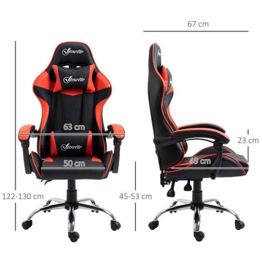 Silla Gaming Welltin Ergonómica Racing Roja Reclinable 135°