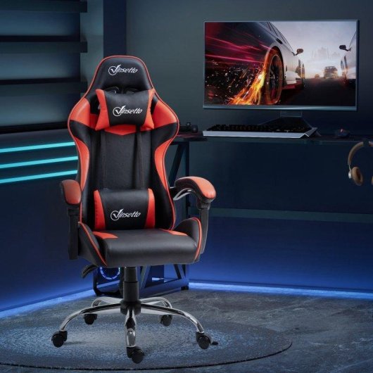 Silla Gaming Welltin Ergonómica Racing Roja Reclinable 135°