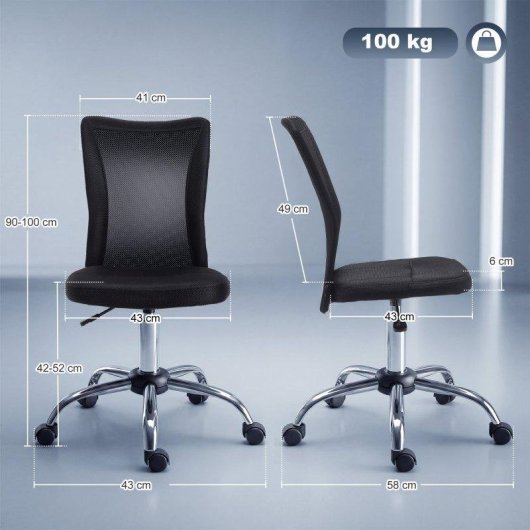 Silla de escritorio Welltin 921-226BK malla negra sin brazos altura ajustable