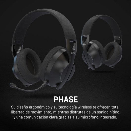 Auriculares Krom Phase Wireless Bluetooth 5.3 Gaming Preto com Microfone
