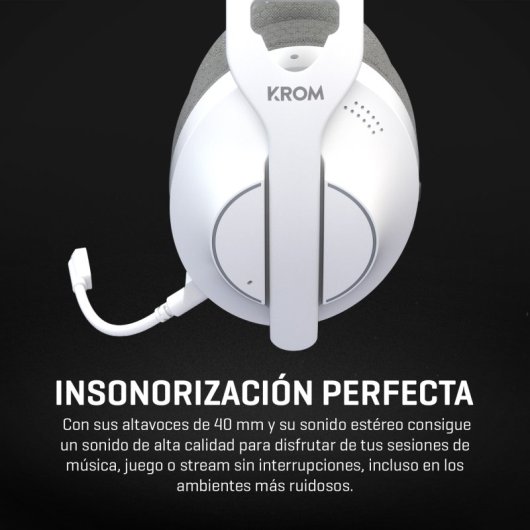 Krom Phase Wireless Bluetooth 5.3 Gaming Kopfhörer Weiß mit Mikrofon