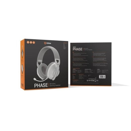 Auriculares Krom Phase Wireless Bluetooth 5.3 Gaming Branco com Microfone