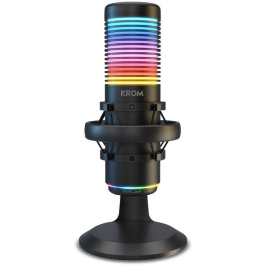 Microfone Krom Kaze Pro USB cardioide e omnidirecional com RGB