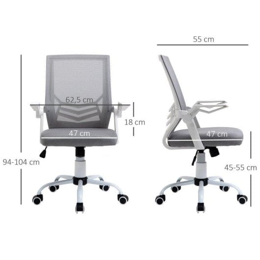 Chaise de bureau Welltin 921-547GY Ergonomique Maille Respirable