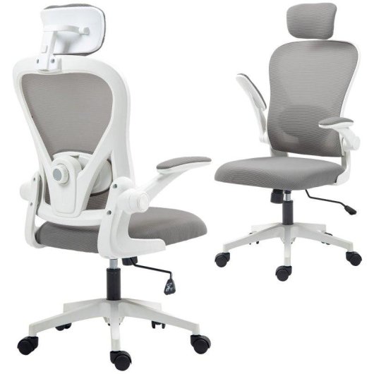 Silla de oficina Welltin 921-796V00GY ergonómica malla gris soporte lumbar