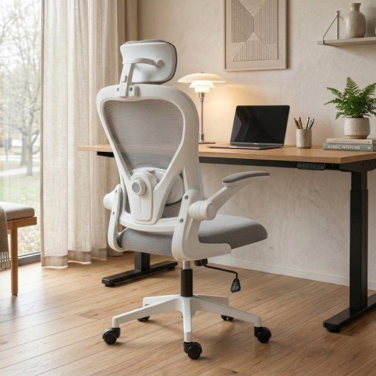 Silla de oficina Welltin 921-796V00GY ergonómica malla gris soporte lumbar