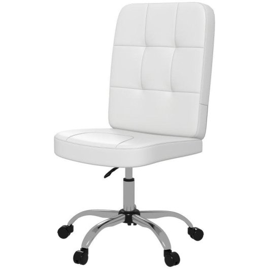 Silla de Oficina Giratoria Welltin Blanca Sin Brazos Piel Sintética