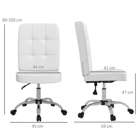 Silla de Oficina Giratoria Welltin Blanca Sin Brazos Piel Sintética
