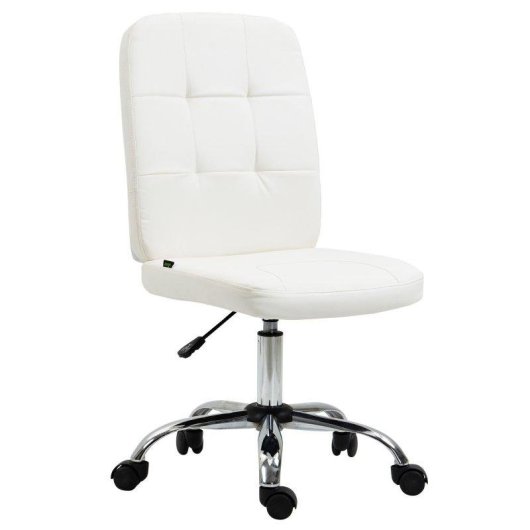 Silla de Oficina Giratoria Welltin Blanca Sin Brazos Piel Sintética