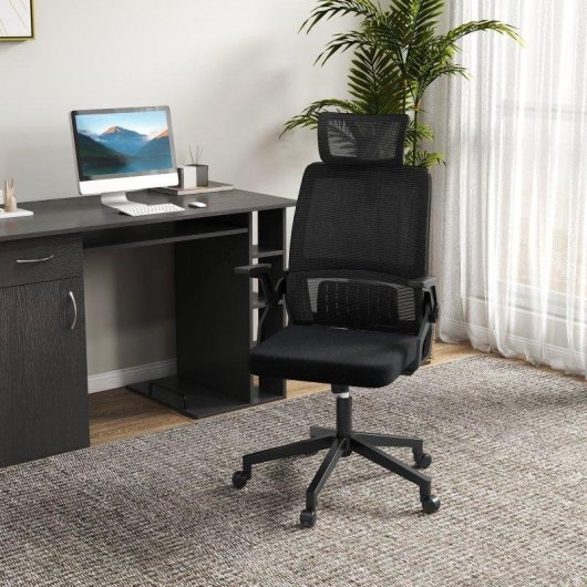 Cadeira de escritorio Welltin 921-672V00BK Malha Ergonomica Reposacabezas Ajustavel