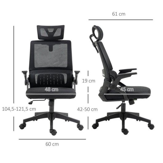 Cadeira de escritorio Welltin 921-672V00BK Malha Ergonomica Reposacabezas Ajustavel