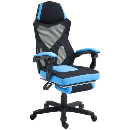 Silla Gaming Ergonómica Welltin Reclinable 135° con Reposapiés Azul/Negro