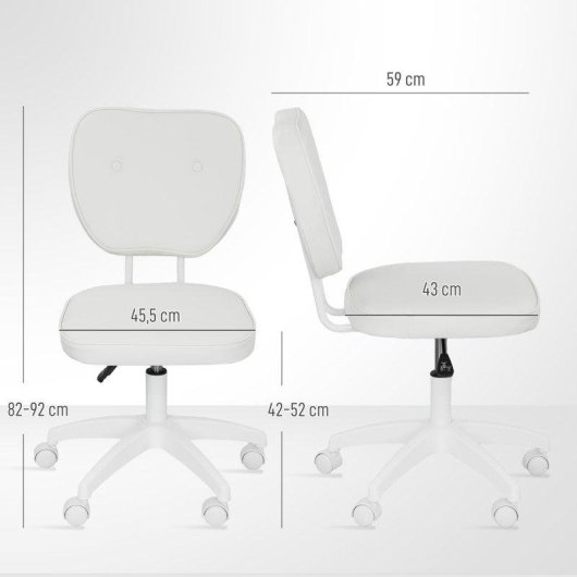 Cadeira de escritorio Welltin T1008 Branco Altura ajustavel 42-52 cm