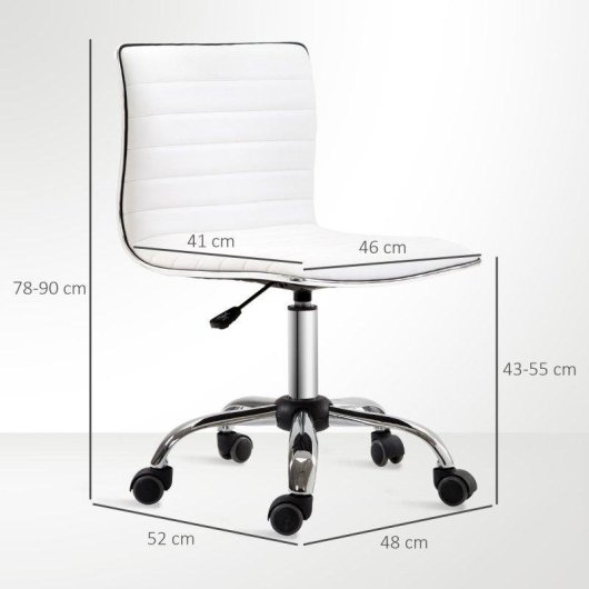 Cadeira de Escritorio sem Bracos Welltin T1008 Branco Ajustavel 360deg