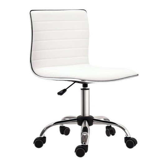 Cadeira de Escritorio sem Bracos Welltin T1008 Branco Ajustavel 360deg