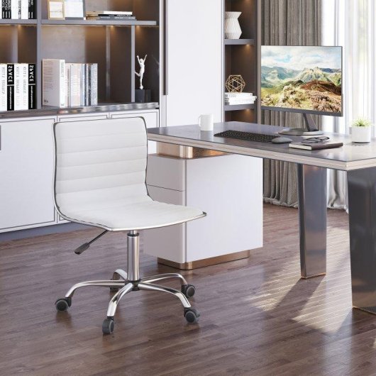 Cadeira de Escritorio sem Bracos Welltin T1008 Branco Ajustavel 360deg