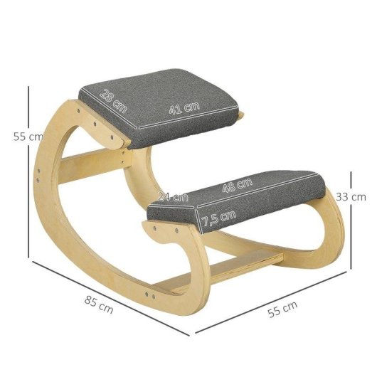 Cadeira Ergonómica Welltin 921-789V00GY Madeira Bétula 120kg Baloiço