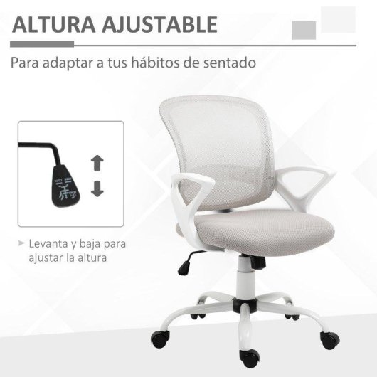 Silla Oficina Ergonómica Welltin 921-528GY Malla Transpirable Gris