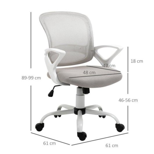 Silla Oficina Ergonómica Welltin 921-528GY Malla Transpirable Gris