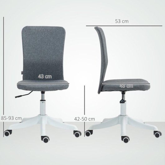 Silla de Oficina Welltin Gris Ajustable Lino Sintético 120 kg