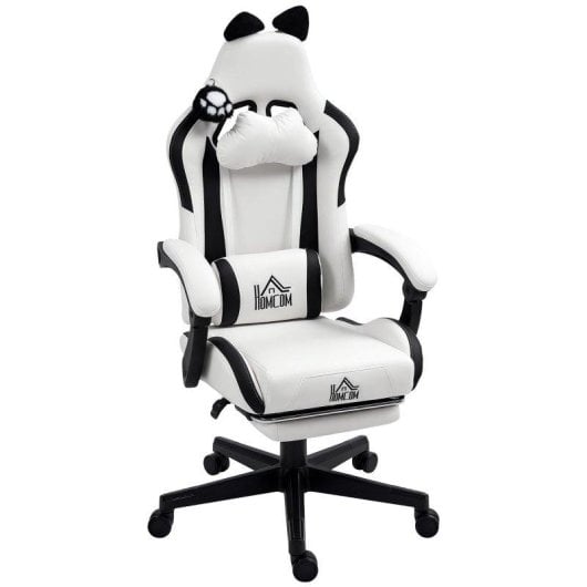 Sedia Gaming Bianca Ergonomica con Design Barba Di Gatto