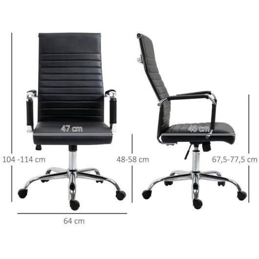 Silla de Escritorio Ergonómica Welltin Cuero Sintético 120kg Altura Ajustable y Basculante