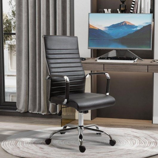 Silla de Escritorio Ergonómica Welltin Cuero Sintético 120kg Altura Ajustable y Basculante