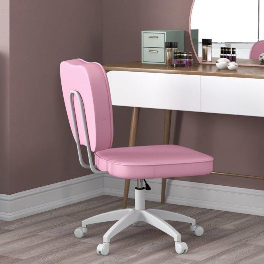 Silla de escritorio Welltin 921-687V00PK rosa sin brazos altura ajustable 120 kg