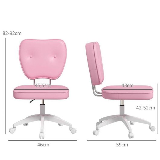 Silla de escritorio Welltin 921-687V00PK rosa sin brazos altura ajustable 120 kg