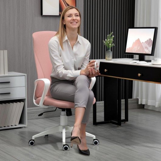 Silla de Oficina Welltin Rosa Giratoria Respaldo Alto Basculante 120 kg