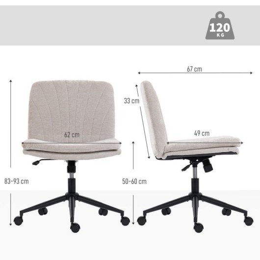 Chaise de bureau Welltin 921-924V00BG Sans accoudoirs Beige