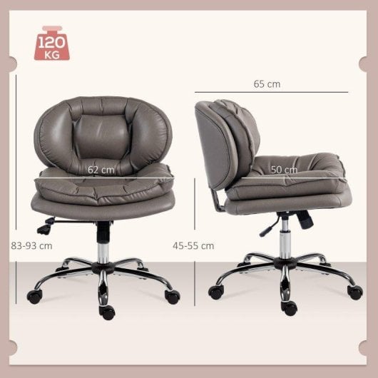 Silla de Oficina Welltin Asiento Ancho 62 cm Altura Ajustable Gris