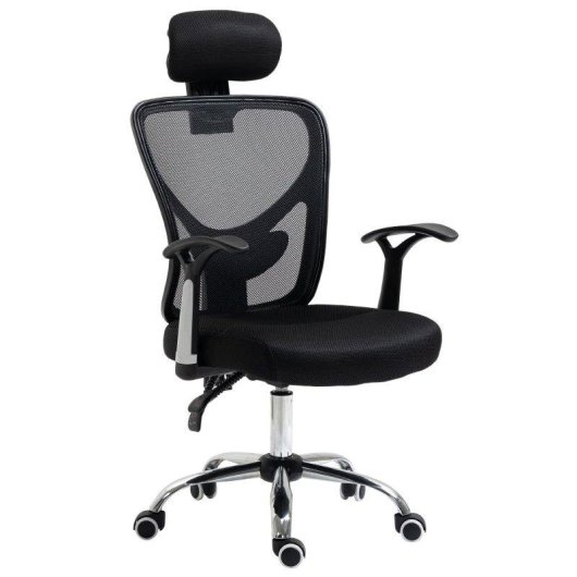 Silla de oficina Welltin T1008 ergonómica negra malla transpirable 120 kg