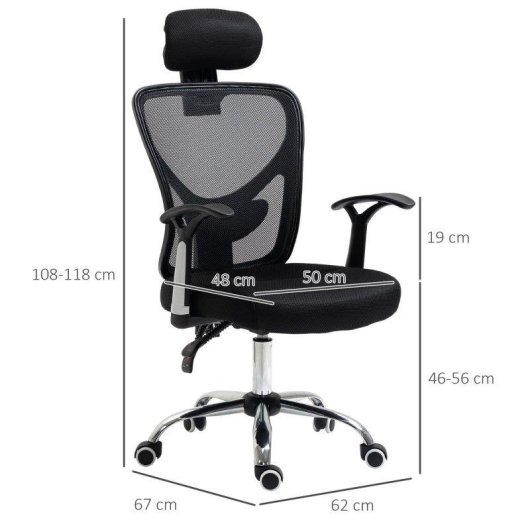Silla de oficina Welltin T1008 ergonómica negra malla transpirable 120 kg