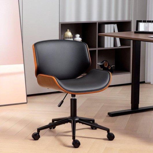 Silla de escritorio ergonómica Welltin T1008 madera curvada PU altura ajustable