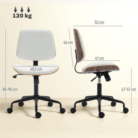 Chaise de bureau ergonomique Welltin T1008 blanc vintage