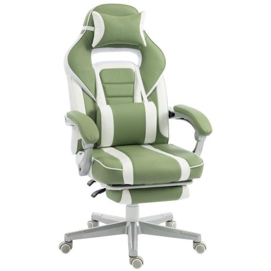 Silla Gamer Reclinable 150° Welltin con Reposapiés y Soporte Lumbar Verde